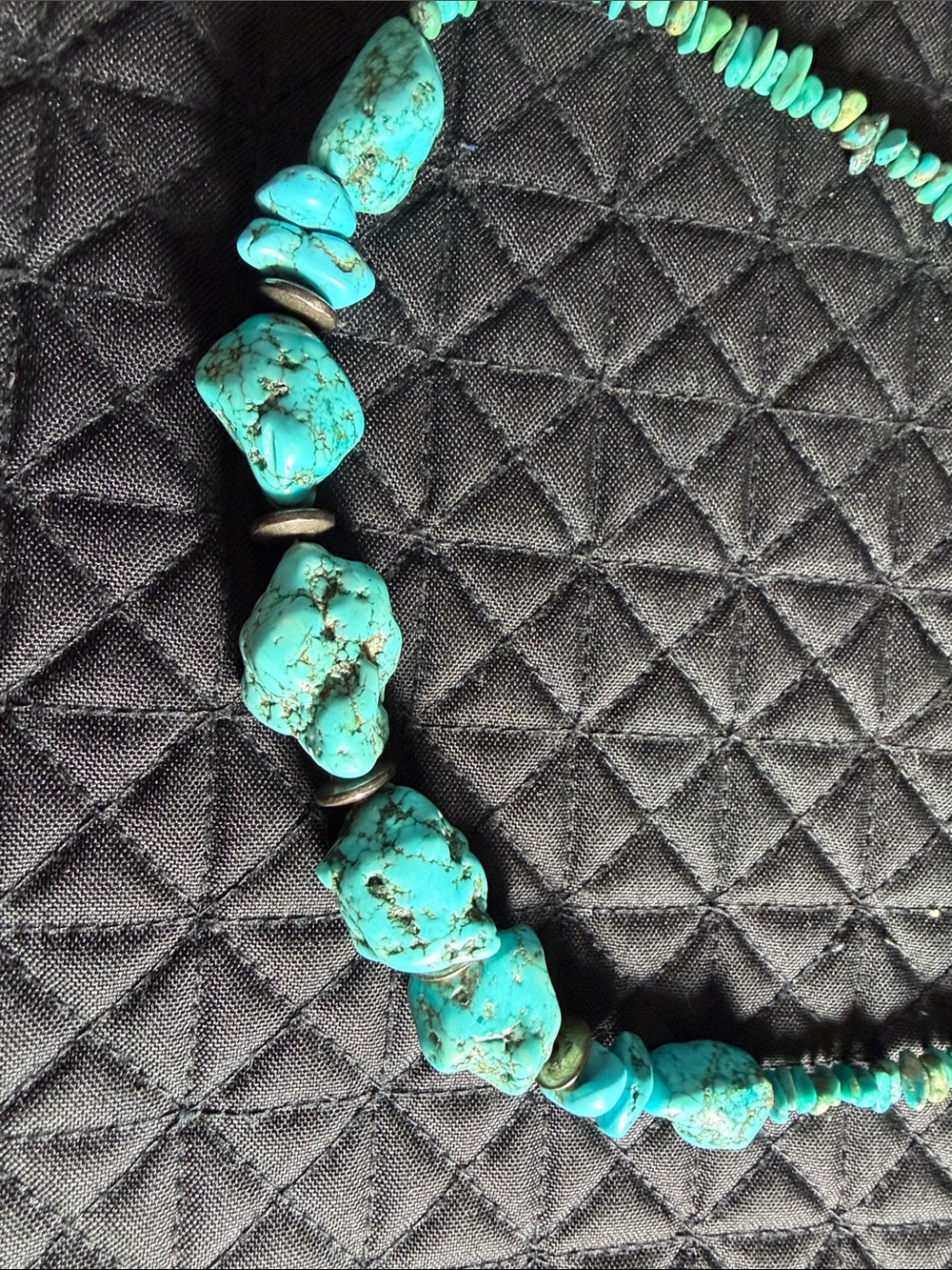 Turquoise Chip Bead Necklace - Blue Turquoise Statement - Picture 3 of 4